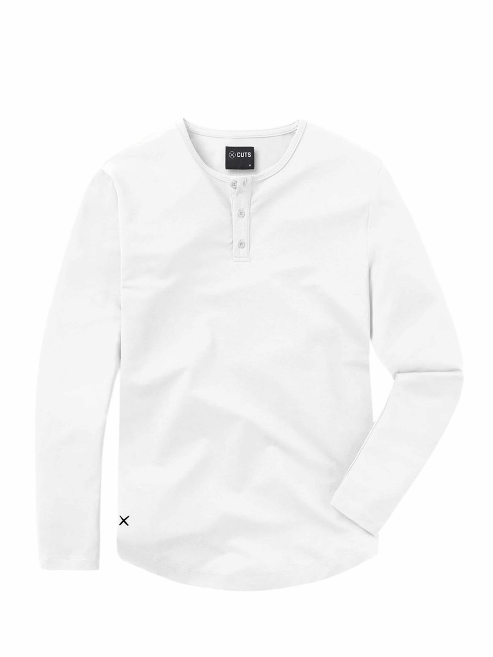 CUTS White Long-Sleeve Henley Shirt Large Trim